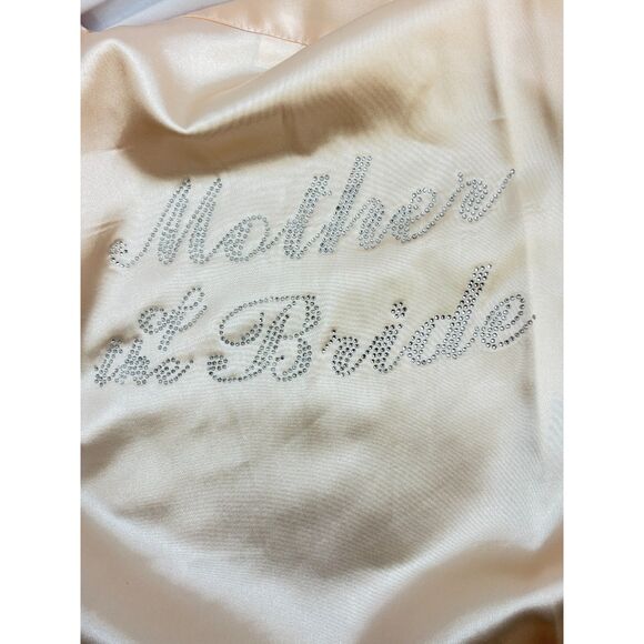 Mother of the Bride NEW Rhinestone Cream Satin Robe Size S/M Kimono Wedding - Picture 7 of 11